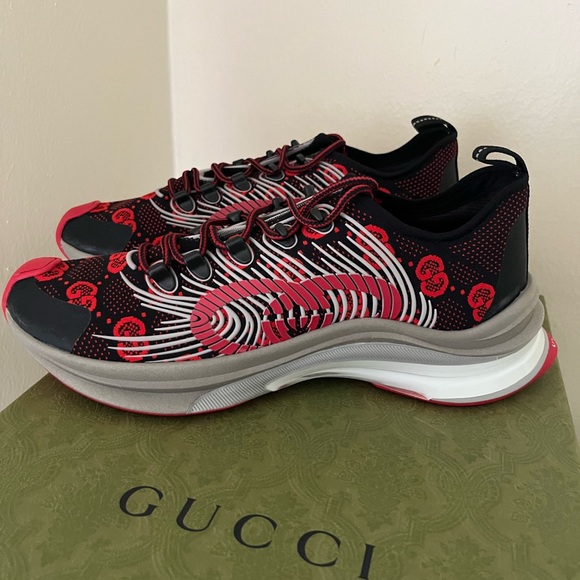 NIB Gucci Run G Logo GG Technical Knit Run  Red /Bback Sz 10G / US 10.5 $920 - Picture 3 of 14